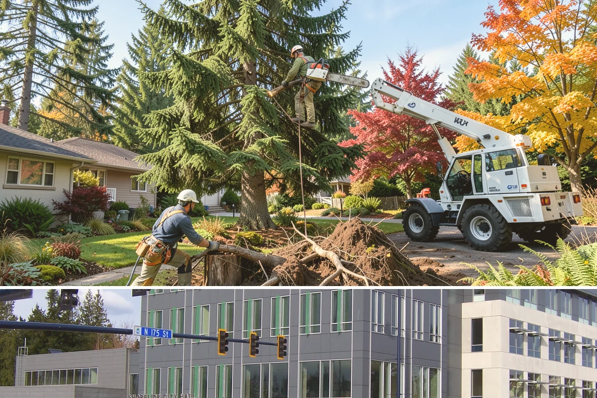 Commercial tree maintenance in Shoreline, King County, WA - Work is performed year-round based on specific pruning needs and safety priorities dictated by recognized arboricultural...