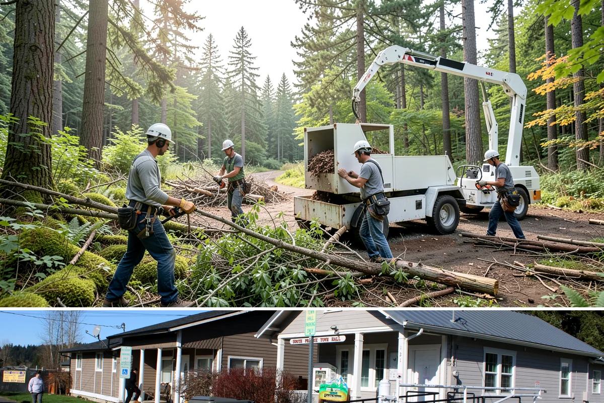 Commercial tree maintenance in South Prairie, Pierce County, WA - Work is performed year-round based on specific pruning needs and safety priorities dictated by recognized arboricultural...