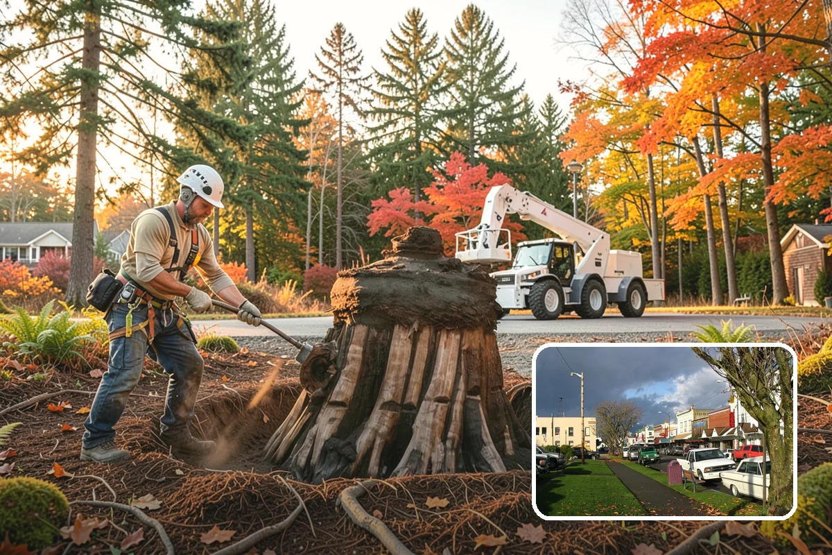 Compost spreading in Arlington, Snohomish County, WA - Supports long-term tree health and stability