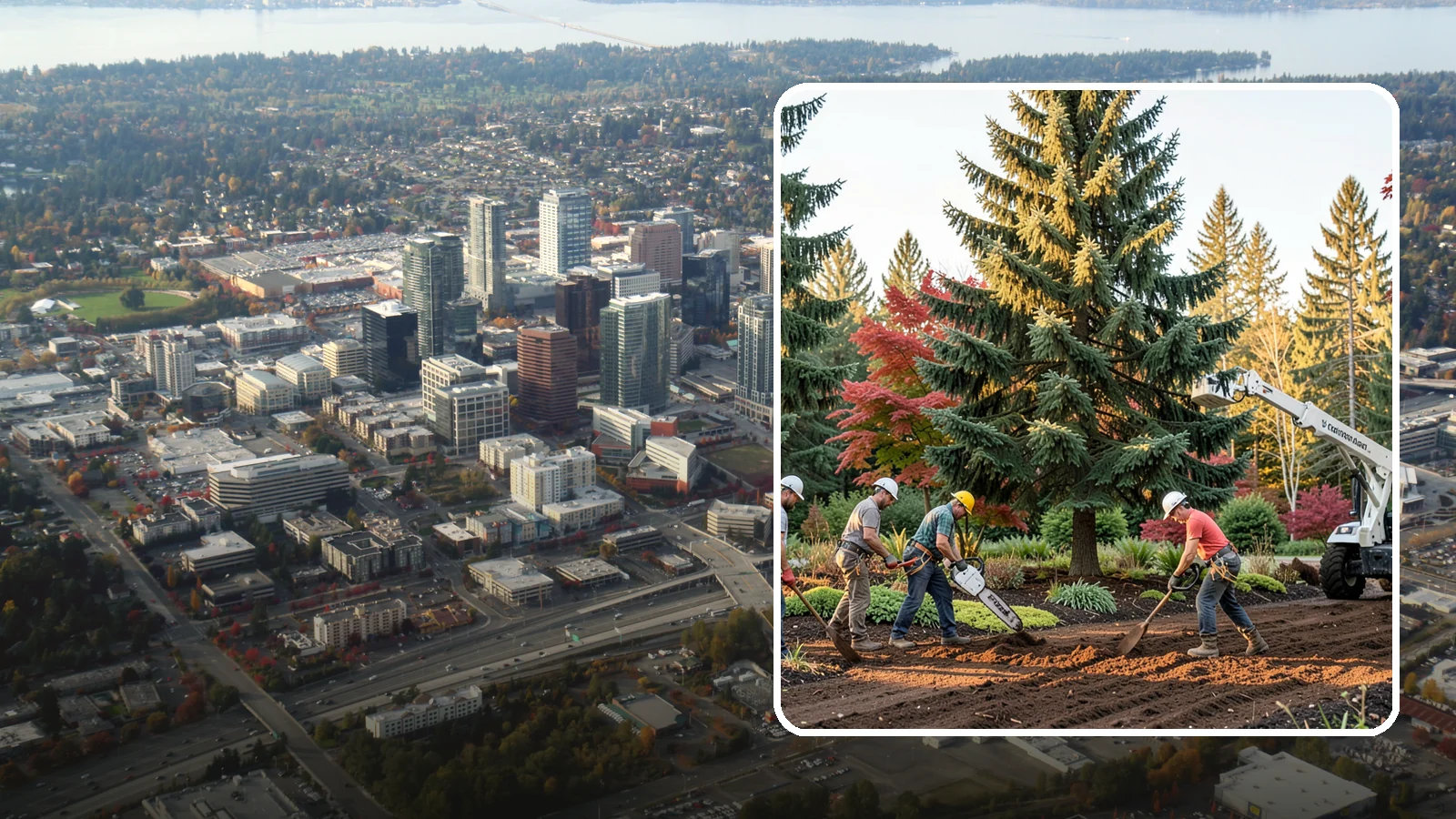 Compost spreading in Bellevue, King County, WA - The application of compost to improve soil.