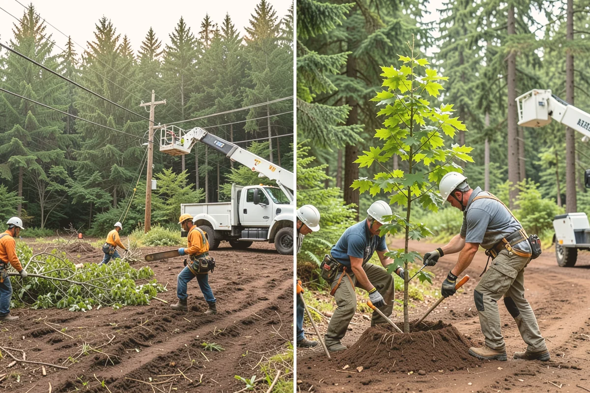 Compost spreading in Bellevue, King County, WA - Inspect the tree and its site