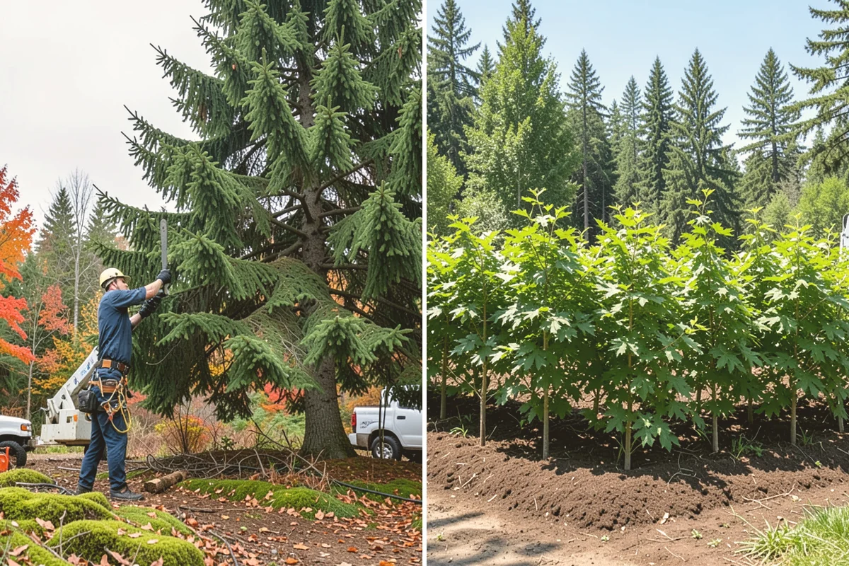 Compost spreading in Brier, Snohomish County, WA - Inspect the tree and its site