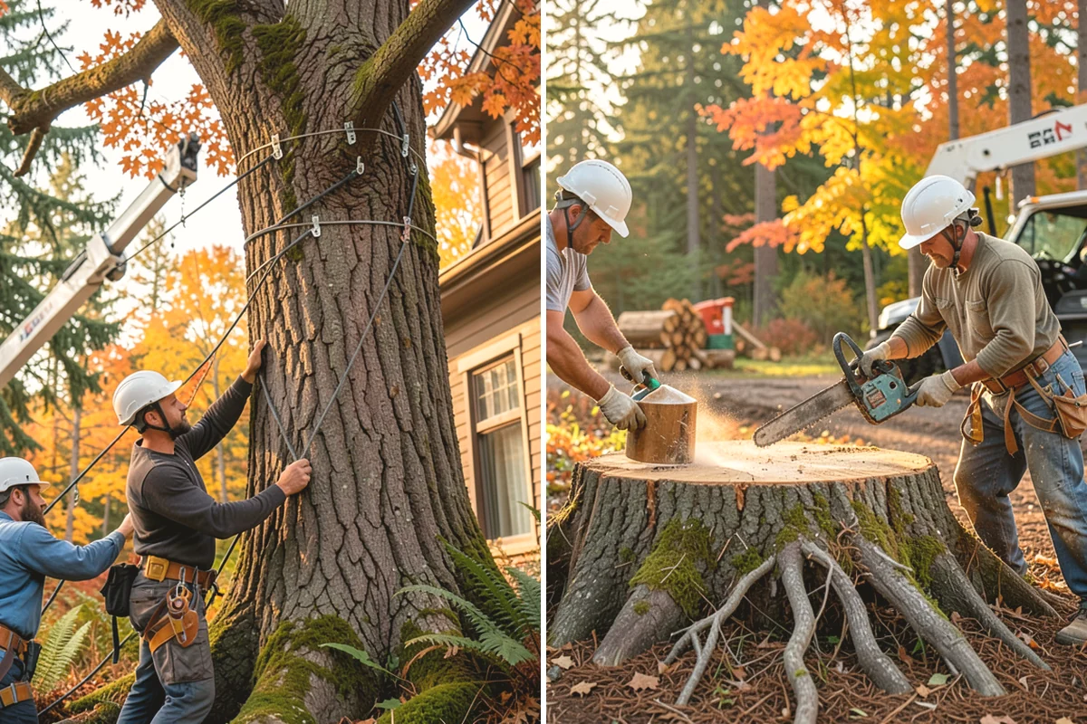 Compost spreading in Carnation, King County, WA - Inspect the tree and its site