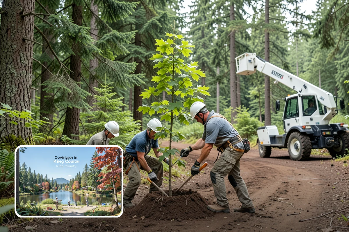 Compost spreading in Covington, King County, WA - Supports long-term tree health and stability