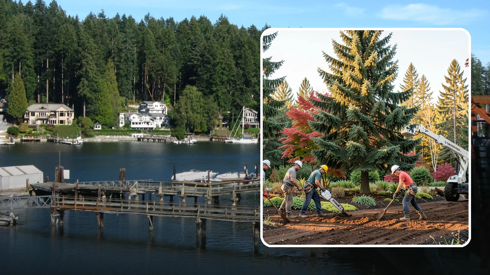 Compost spreading in Gig Harbor, Pierce County, WA - The application of compost to improve soil.