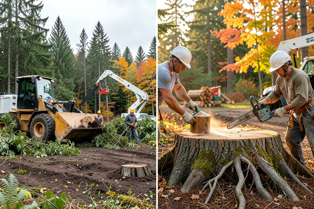 Compost spreading in Hunts Point, King County, WA - Inspect the tree and its site