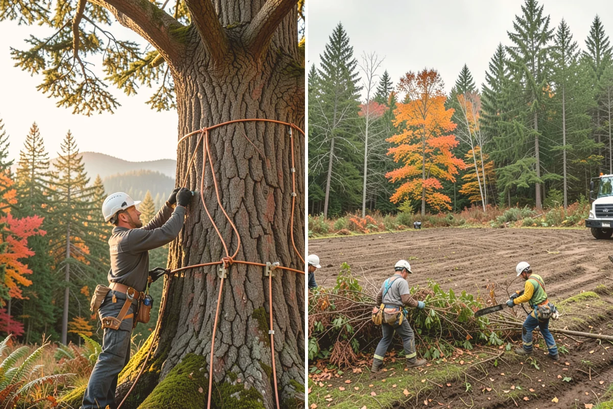 Compost spreading in Index, Snohomish County, WA - Inspect the tree and its site