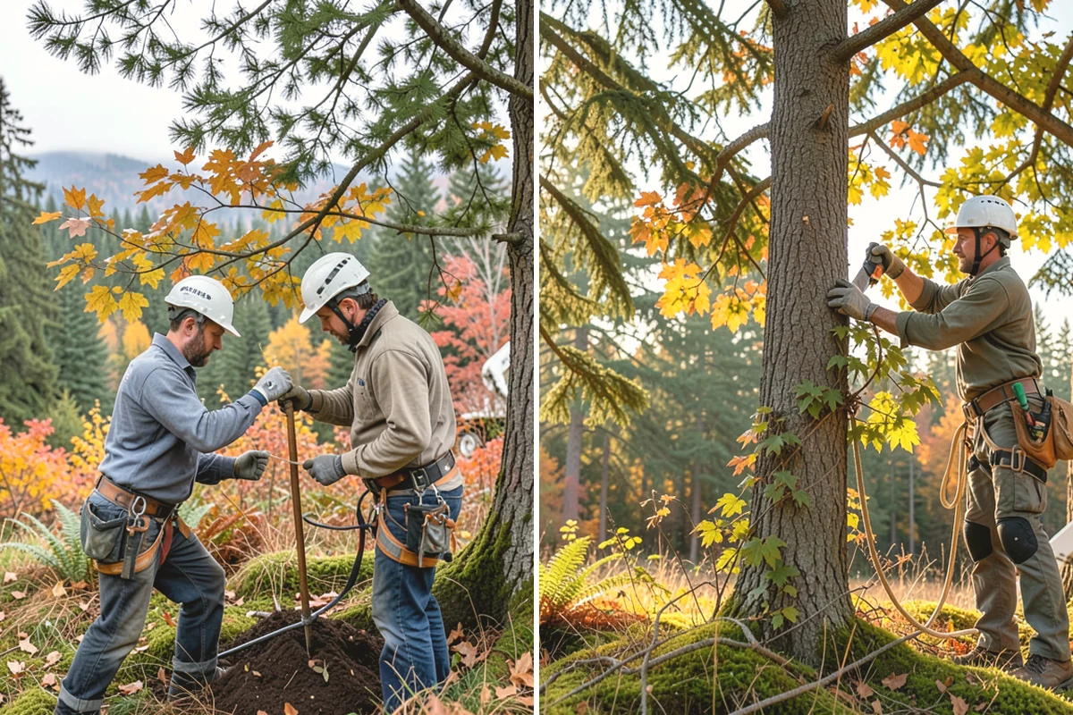 Compost spreading in Issaquah, King County, WA - Inspect the tree and its site