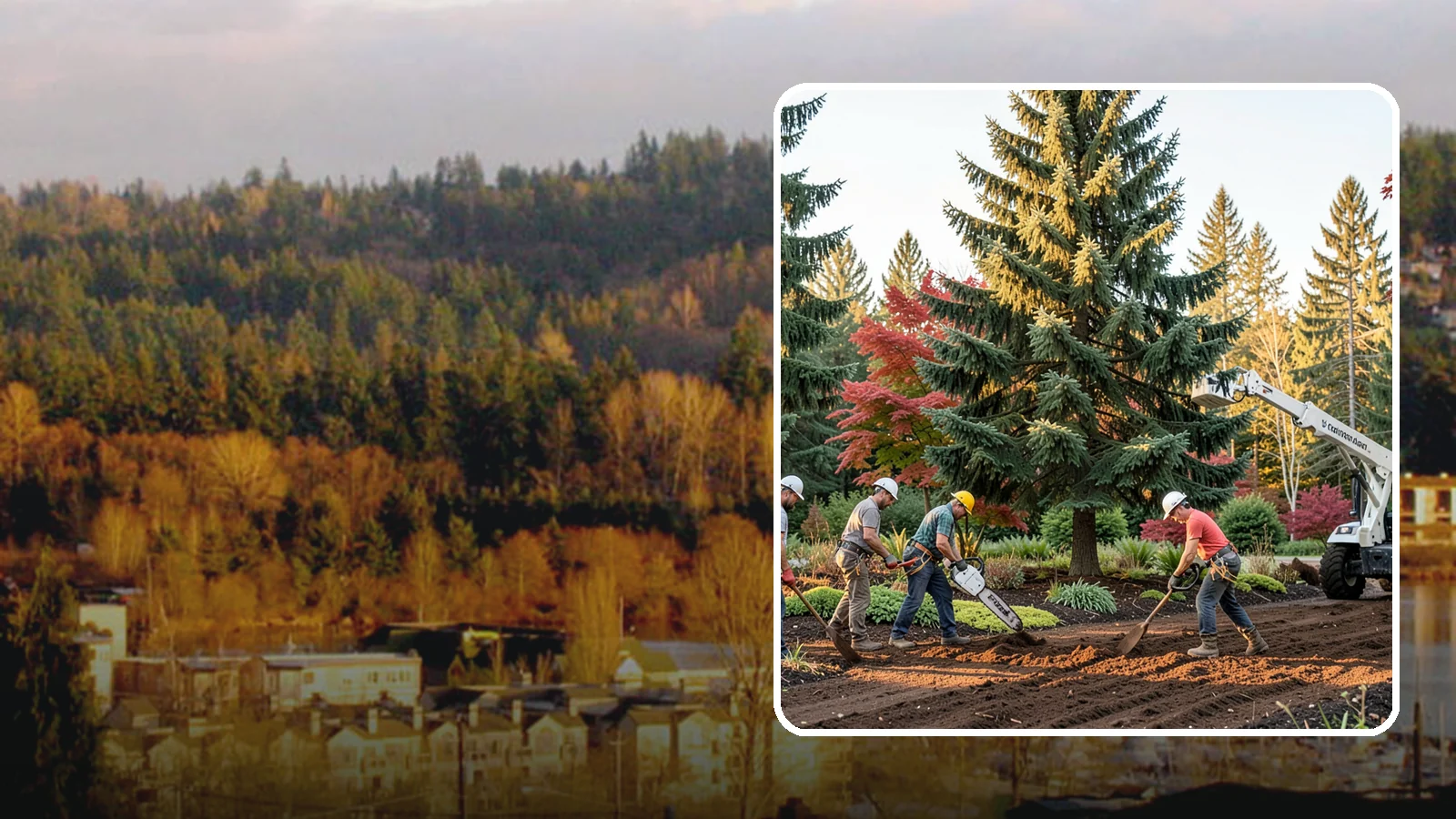 Compost spreading in Kenmore, King County, WA - The application of compost to improve soil.