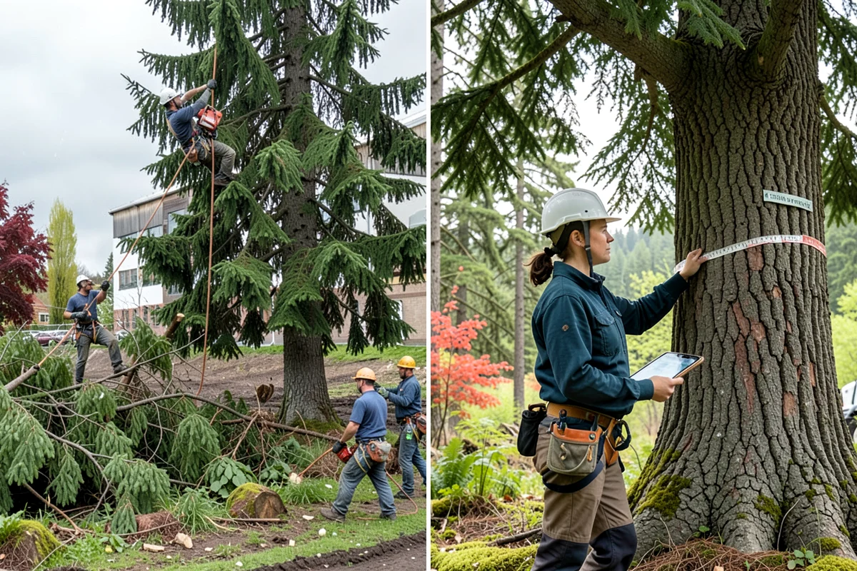 Compost spreading in Kenmore, King County, WA - Inspect the tree and its site