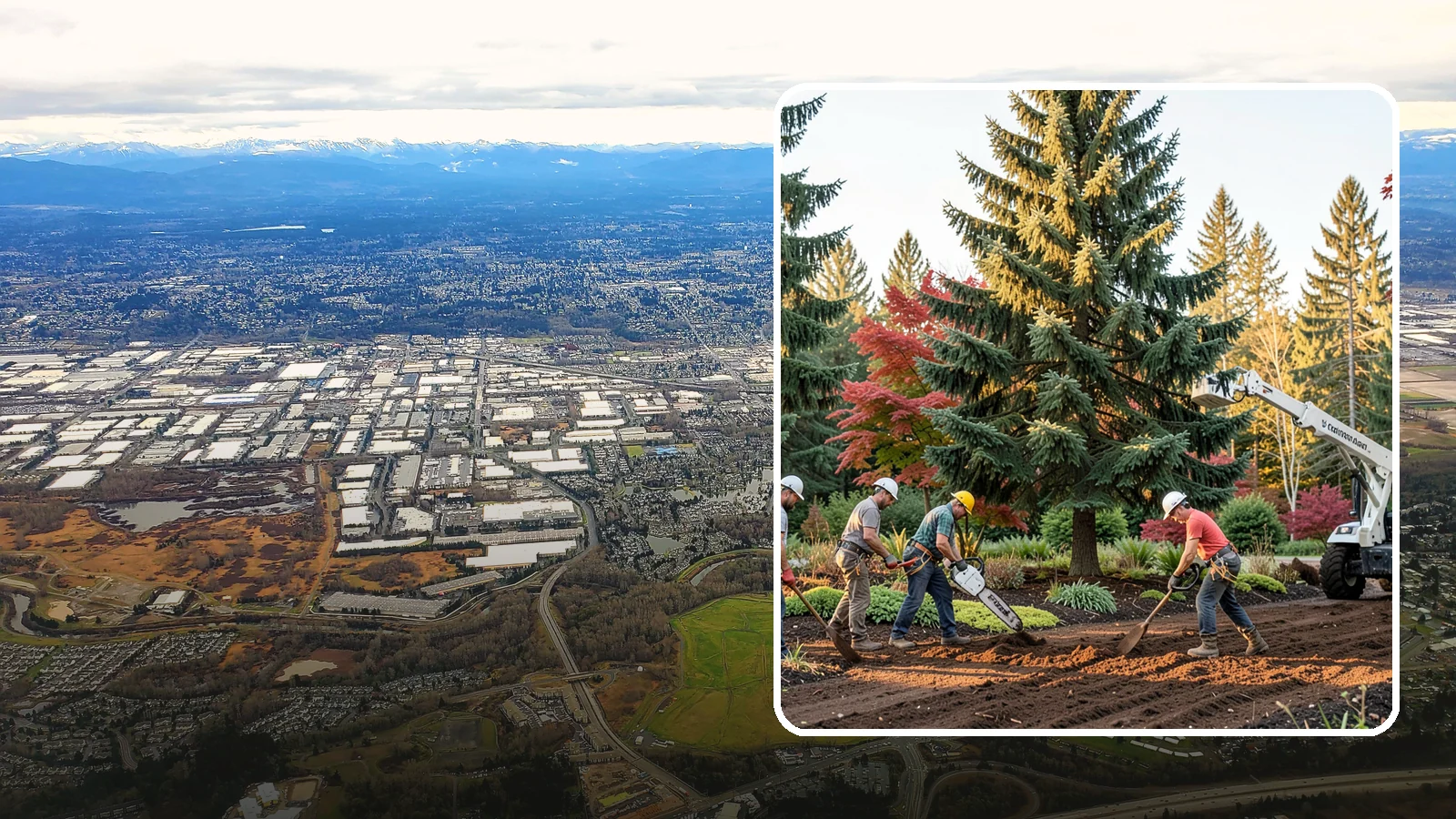 Compost spreading in Kent, King County, WA - The application of compost to improve soil.
