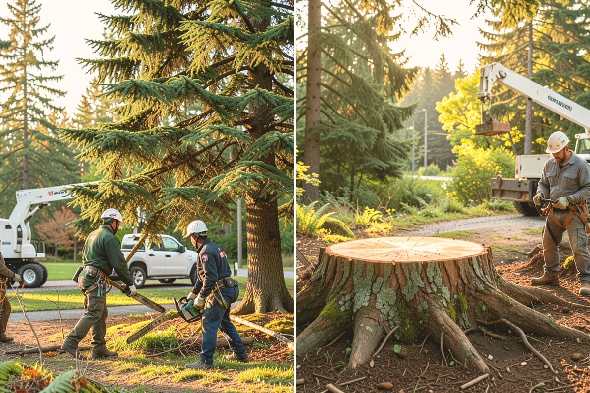 Compost spreading in Kent, King County, WA - Inspect the tree and its site