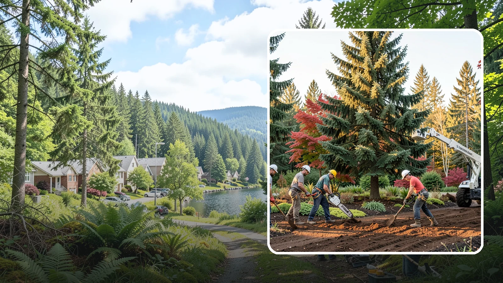 Compost spreading in Lake Forest Park, King County, WA - The application of compost to improve soil.