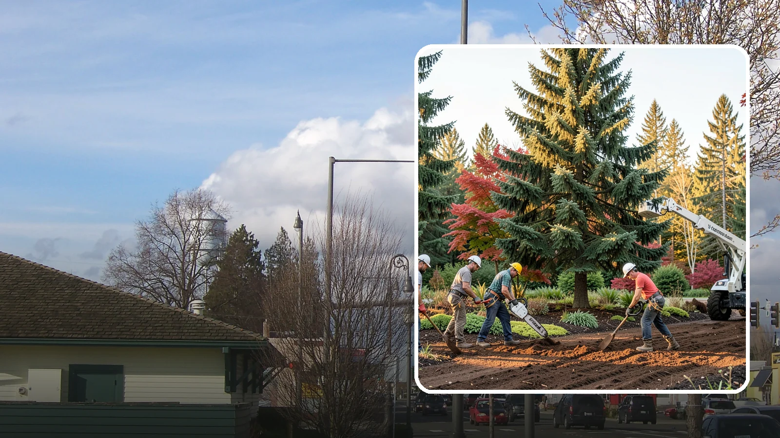 Compost spreading in Marysville, Snohomish County, WA - The application of compost to improve soil.