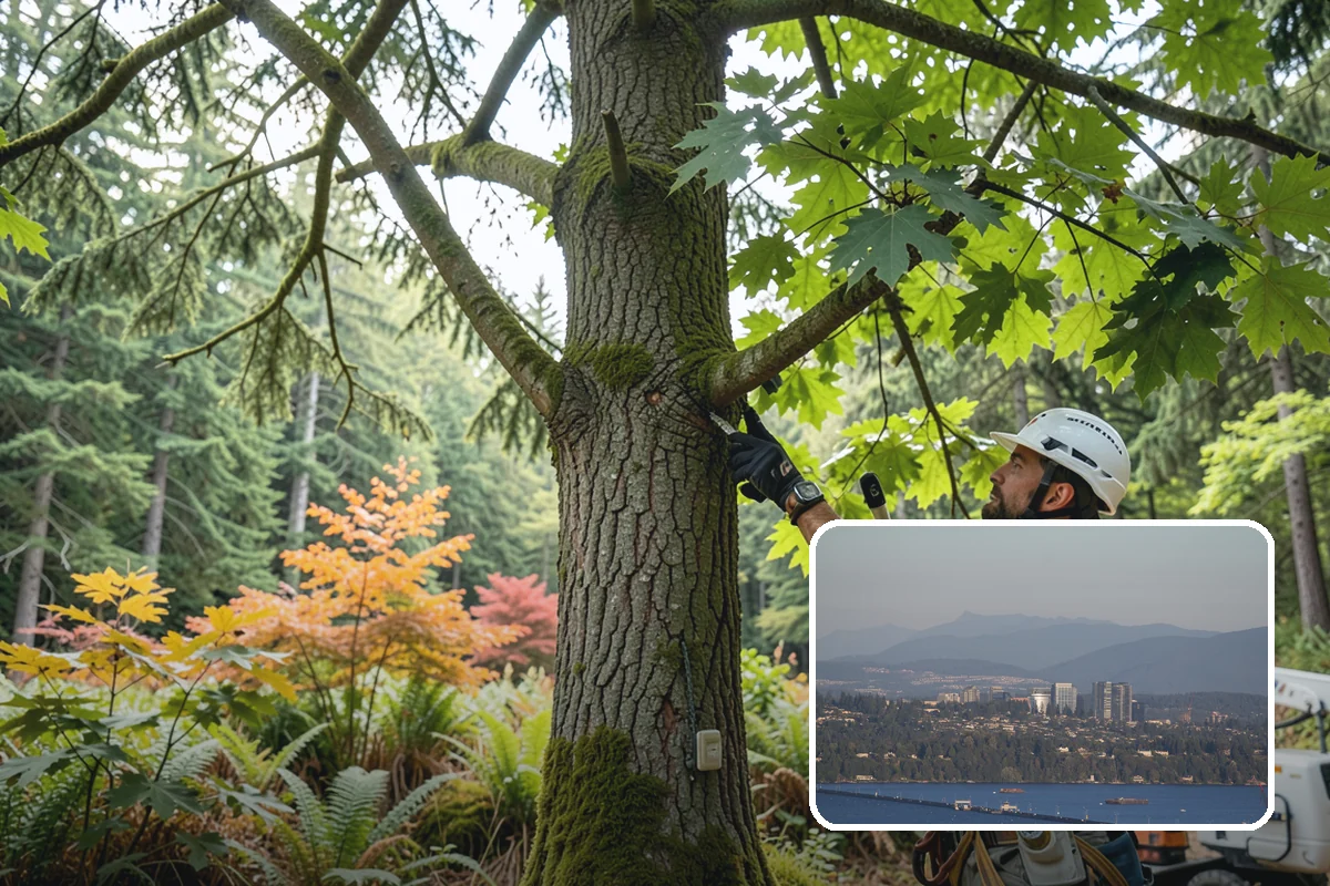 Compost spreading in Medina, King County, WA - Supports long-term tree health and stability