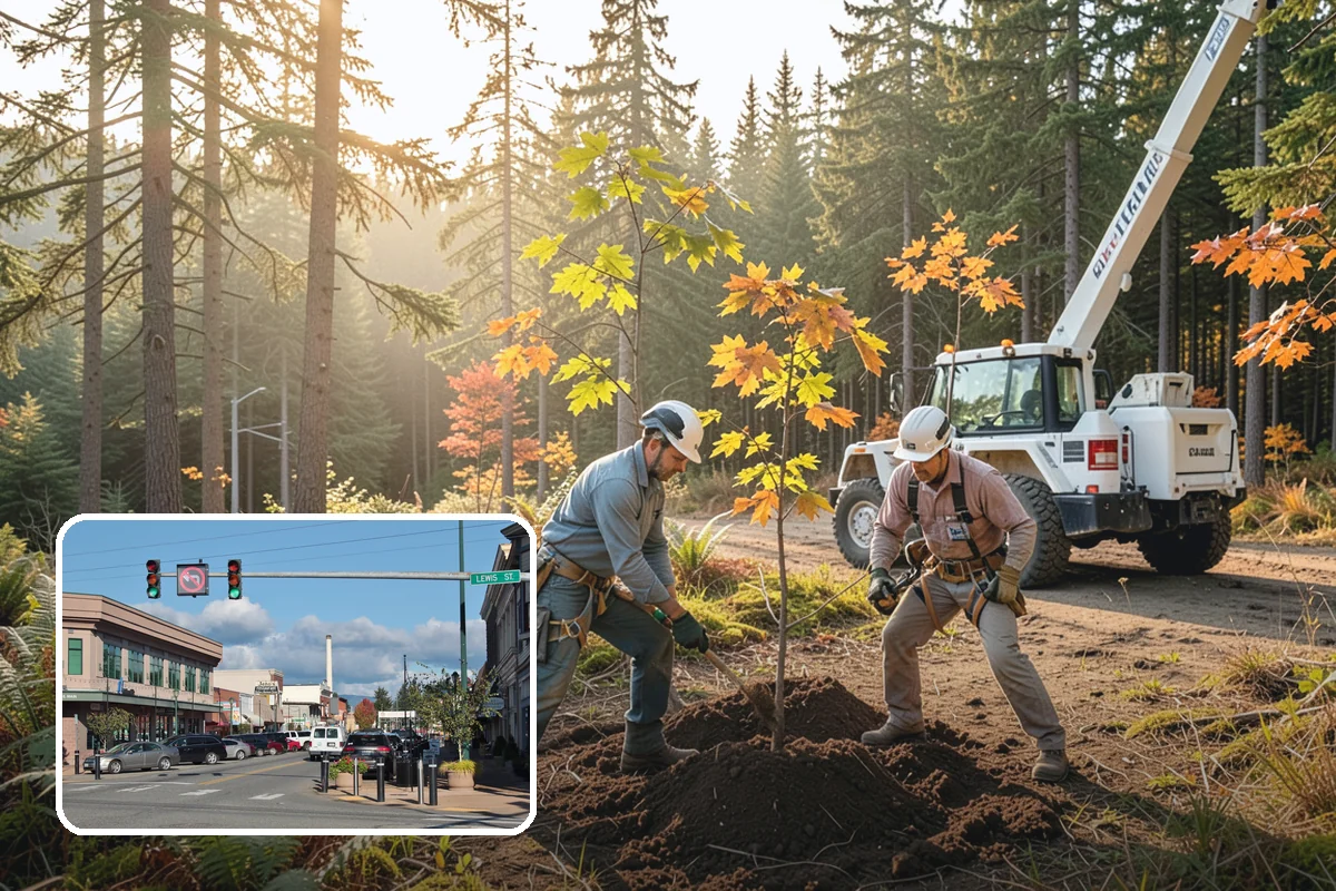 Compost spreading in Monroe, Snohomish County, WA - Supports long-term tree health and stability