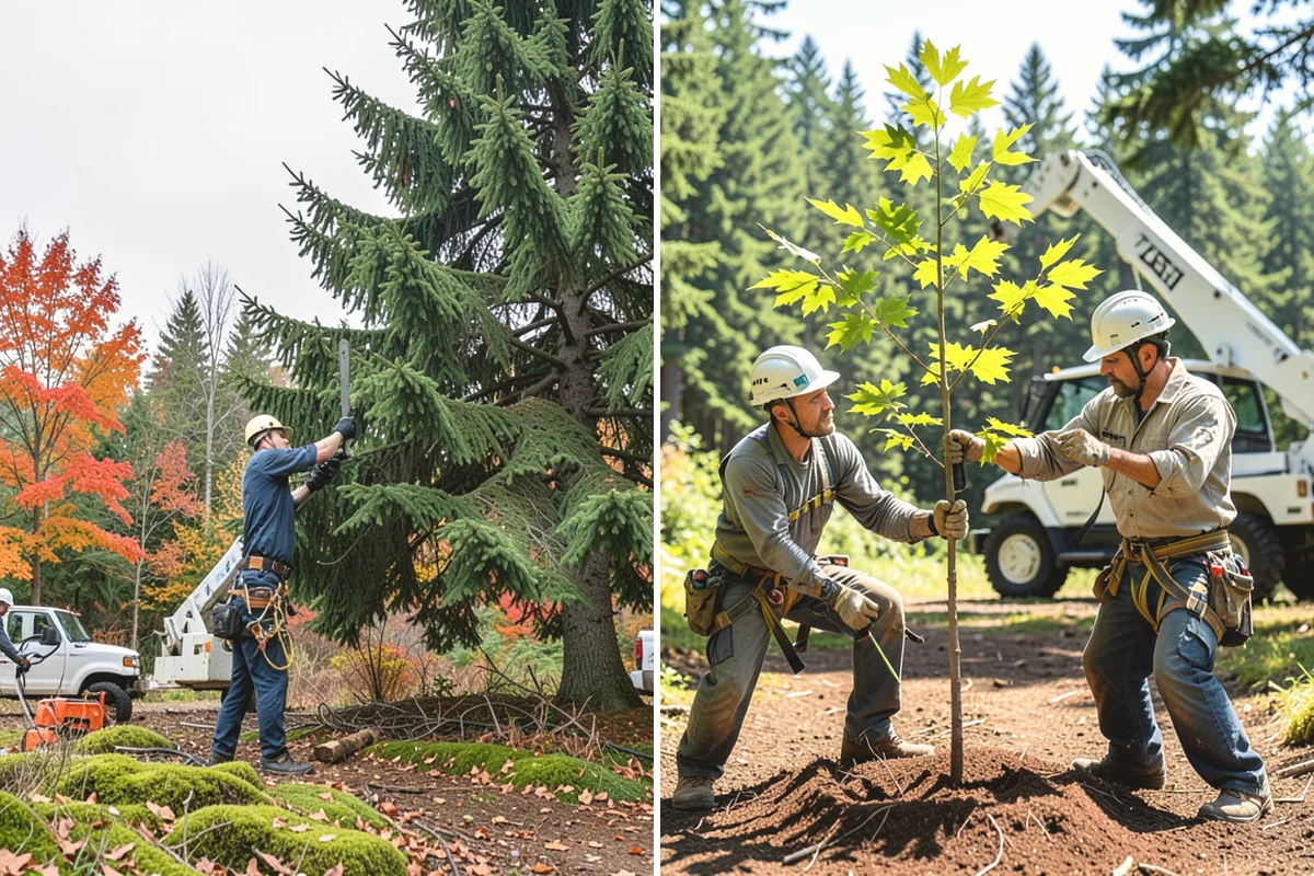 Compost spreading in Monroe, Snohomish County, WA - Inspect the tree and its site