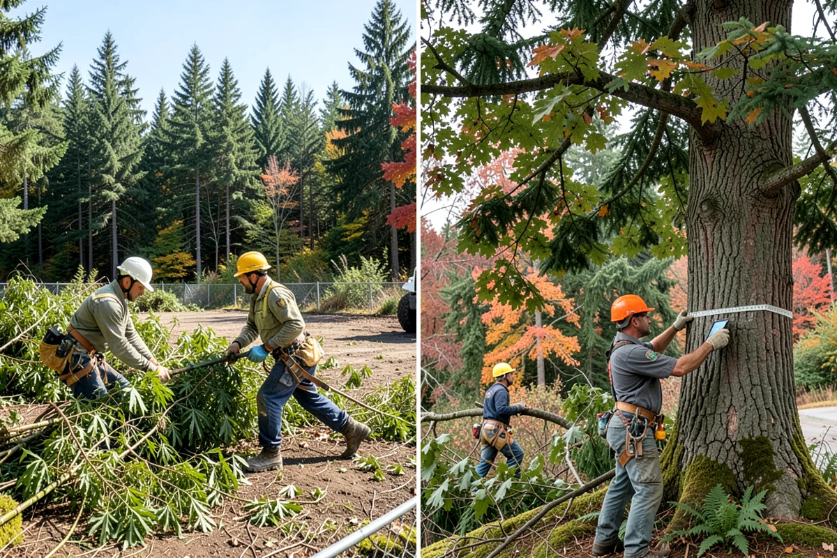 Compost spreading in Normandy Park, King County, WA - Inspect the tree and its site
