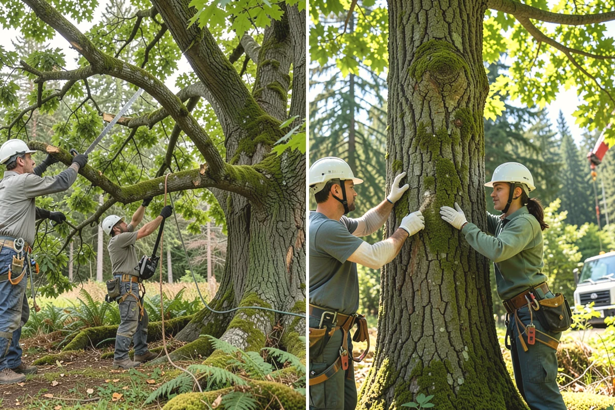 Compost spreading in North Bend, King County, WA - Inspect the tree and its site