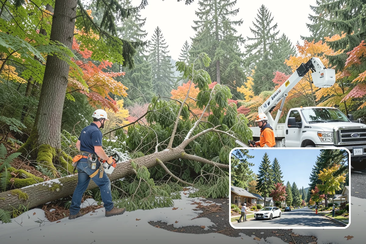 Compost spreading in Orting, Pierce County, WA - Supports long-term tree health and stability