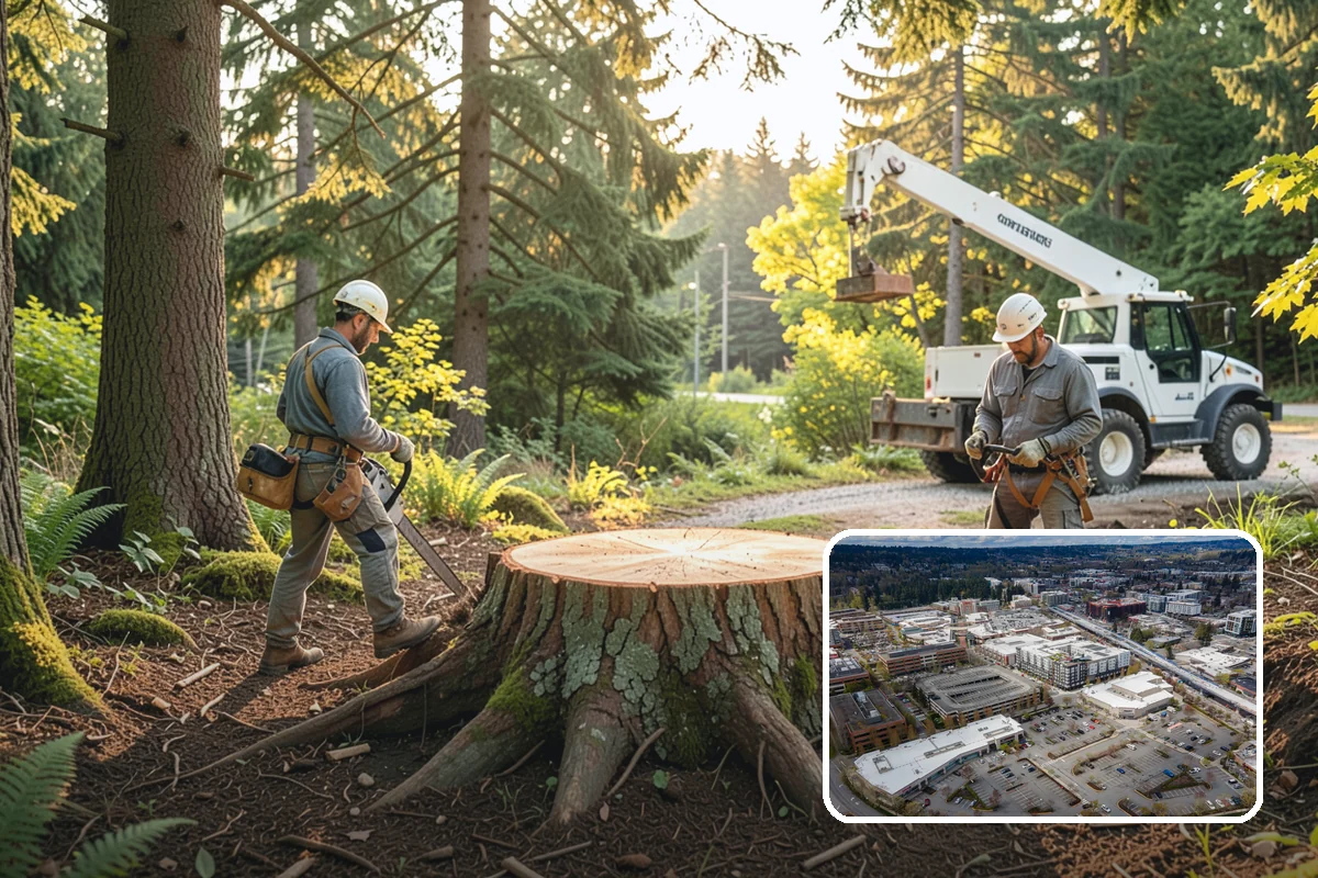 Compost spreading in Redmond, King County, WA - Supports long-term tree health and stability