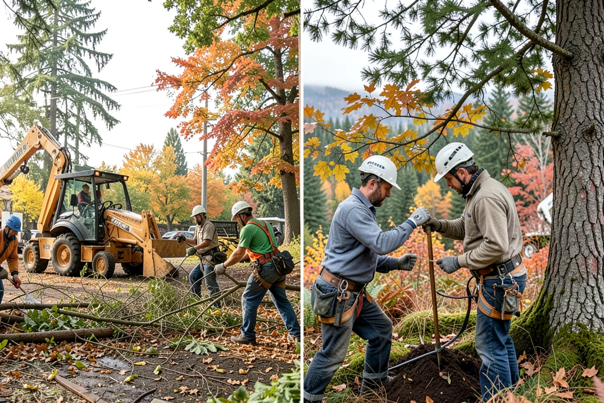 Compost spreading in Shoreline, King County, WA - Inspect the tree and its site