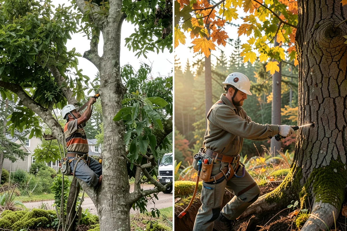 Compost spreading in Snoqualmie, King County, WA - Inspect the tree and its site