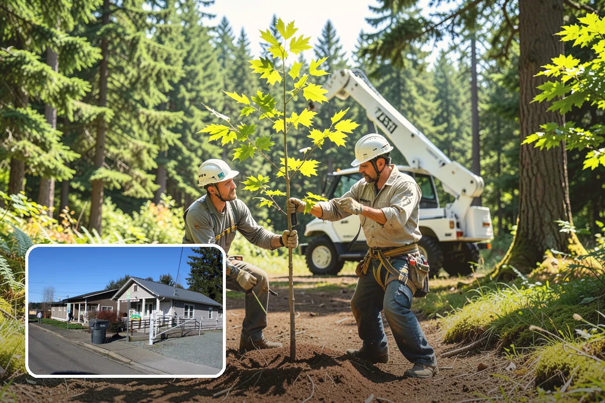 Compost spreading in South Prairie, Pierce County, WA - Supports long-term tree health and stability