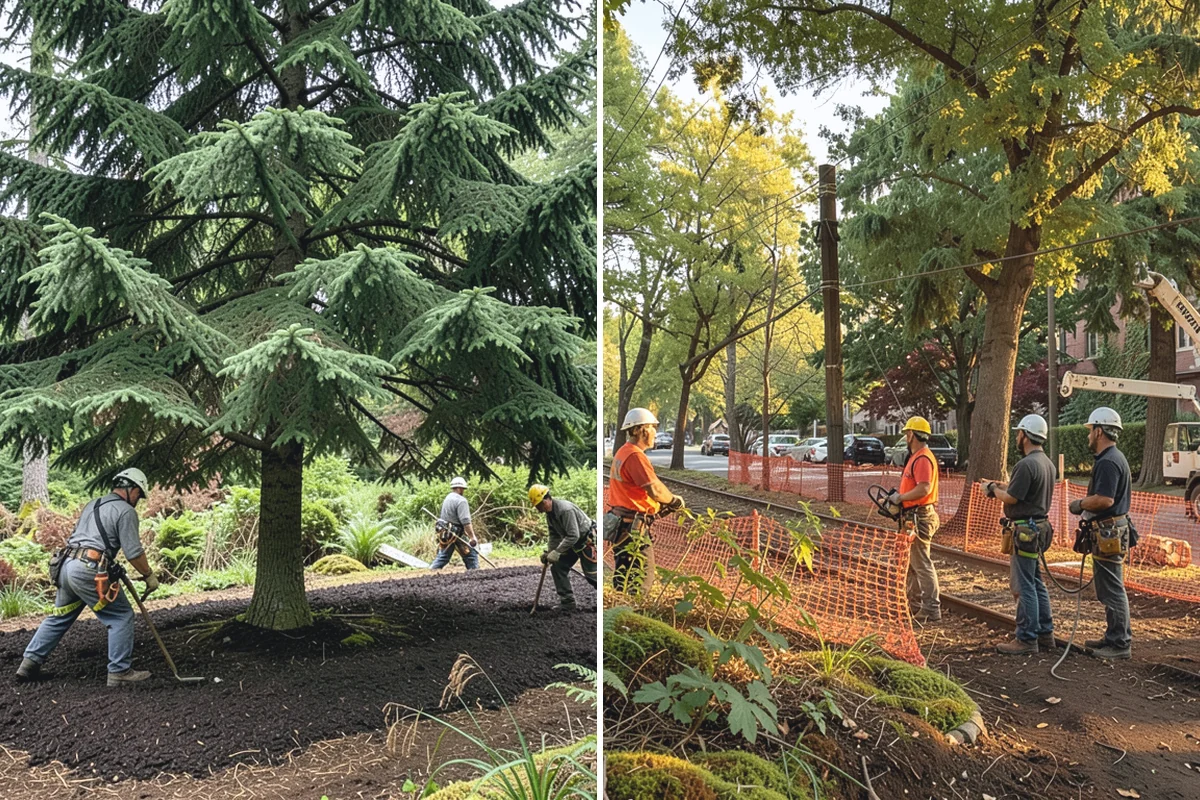 Compost spreading in Woodinville, King County, WA - Inspect the tree and its site