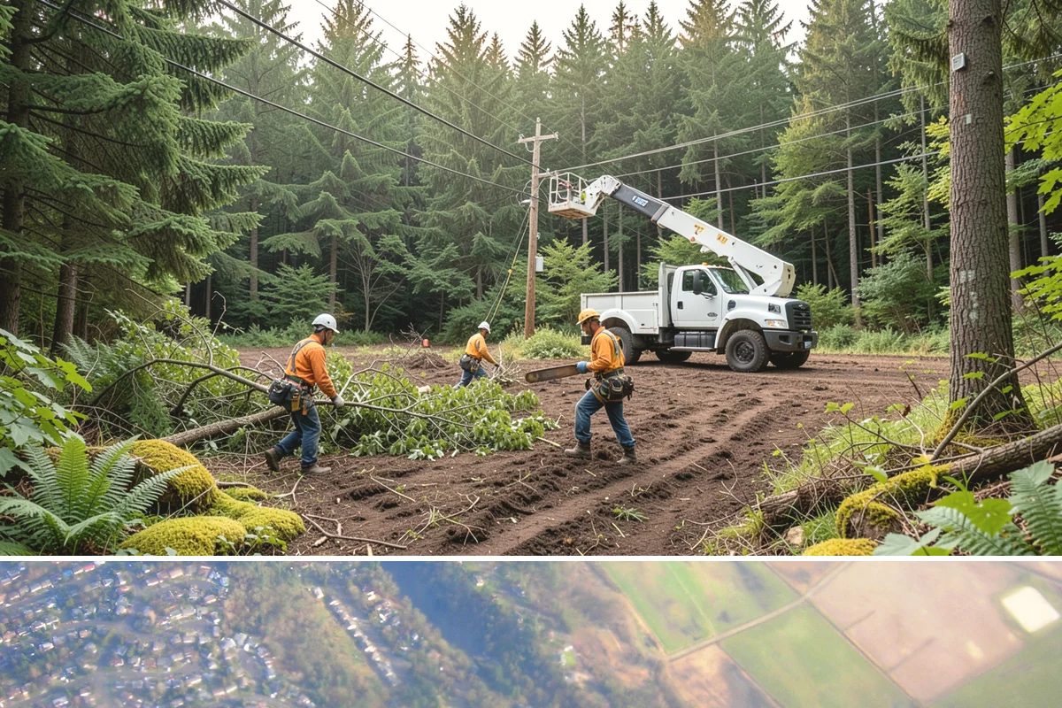 Confined-space tree removal in Algona, King County, WA - This service can be performed year-round in the Puget Sound climate but requires extra caution during wet seasons when ground...