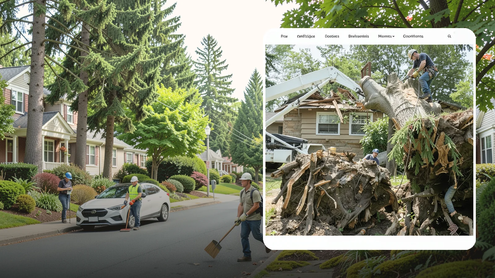 Confined-space tree removal in Beaux Arts Village, King County, WA - The careful dismantling of trees in tight or restricted areas.