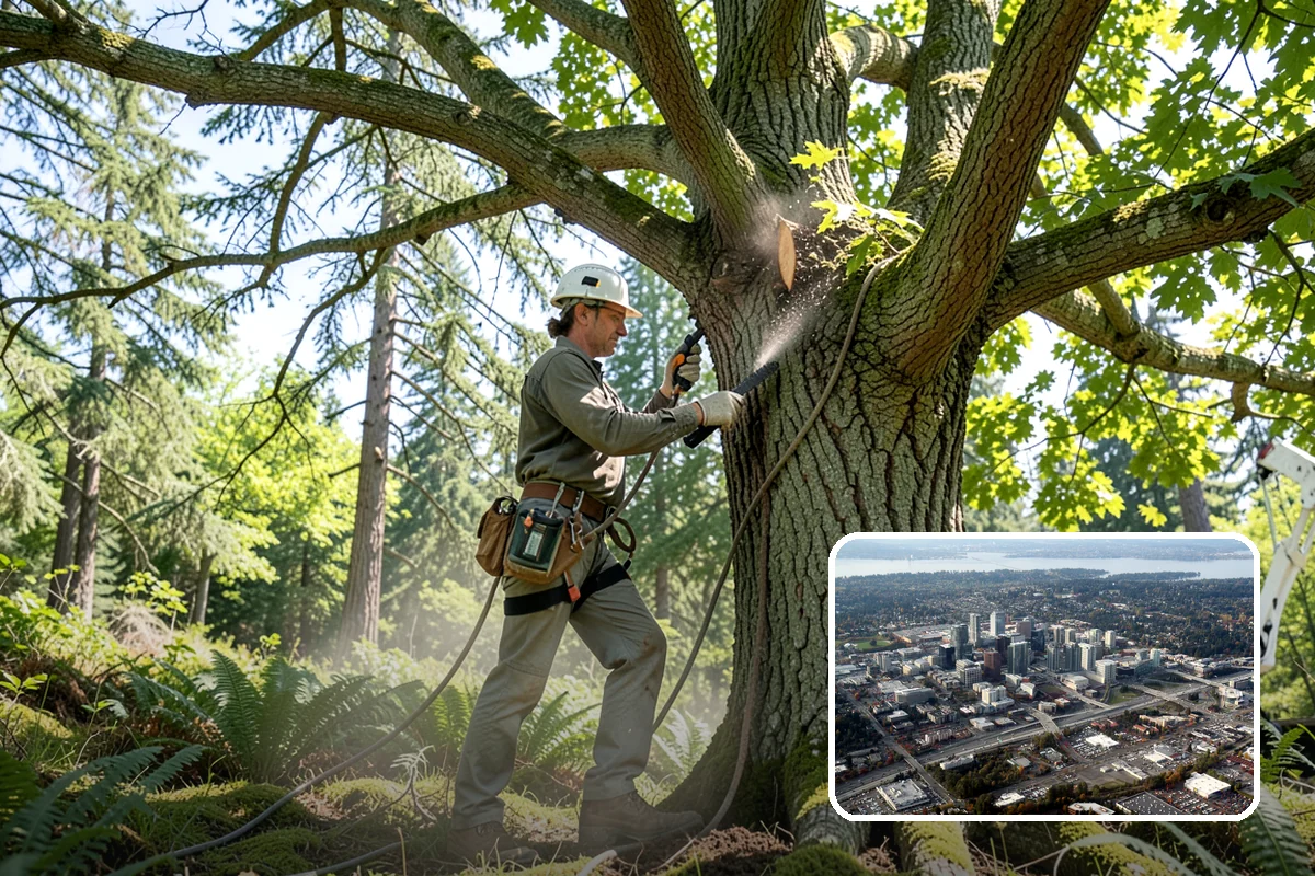 Confined-space tree removal in Bellevue, King County, WA - Removes safety hazards and reduces liability