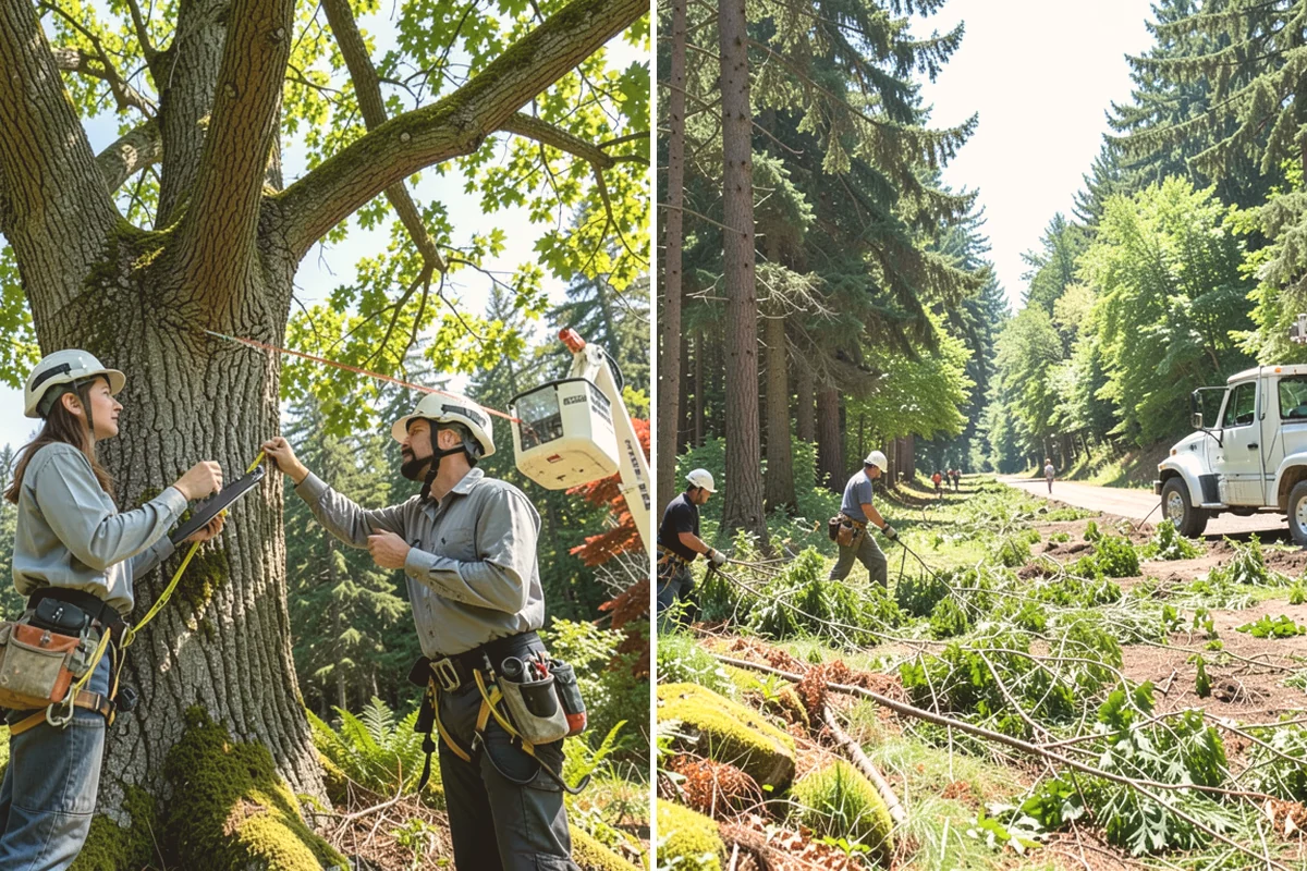 Confined-space tree removal in Bellevue, King County, WA - On-site assessment and hazard evaluation