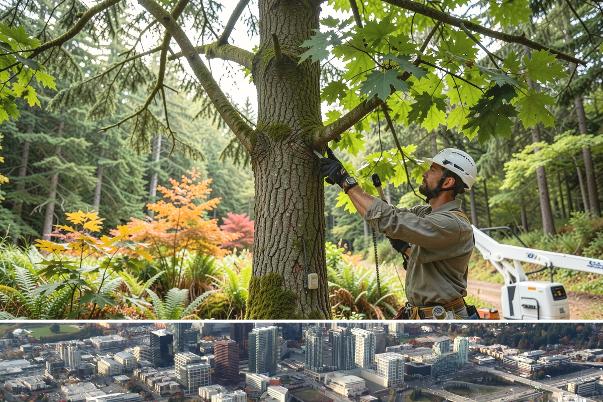 Confined-space tree removal in Bellevue, King County, WA - This service can be performed year-round in the Puget Sound climate but requires extra caution during wet seasons when ground...