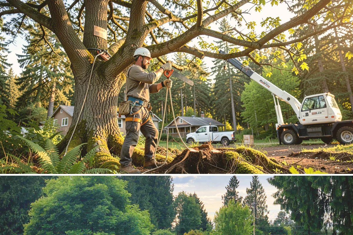 Confined-space tree removal in Bonney Lake, Pierce County, WA - This service can be performed year-round in the Puget Sound climate but requires extra caution during wet seasons when ground...