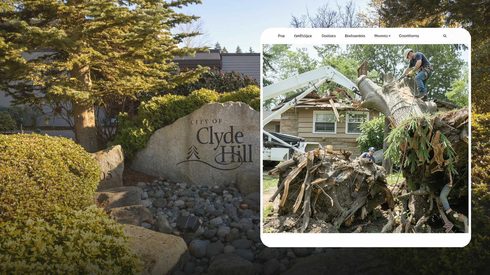 Confined-space tree removal in Clyde Hill, King County, WA - The careful dismantling of trees in tight or restricted areas.