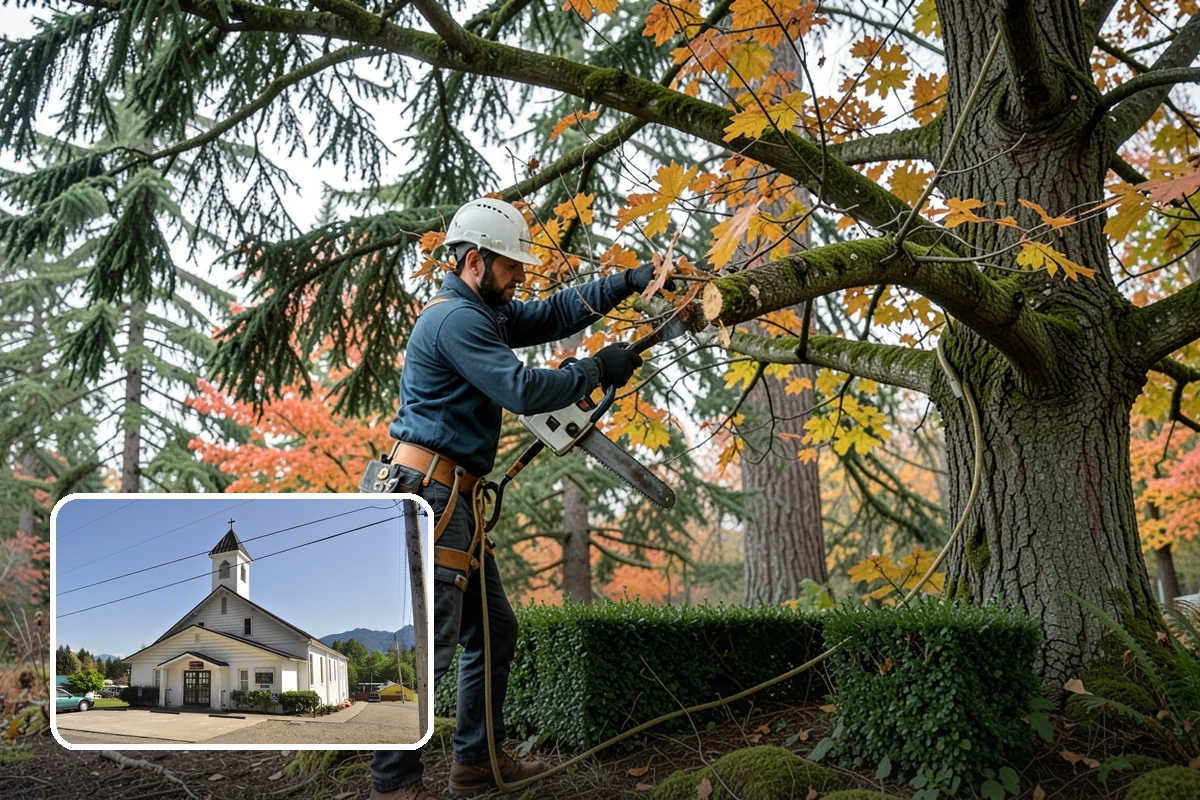 Confined-space tree removal in Concrete, Skagit County, WA - Removes safety hazards and reduces liability