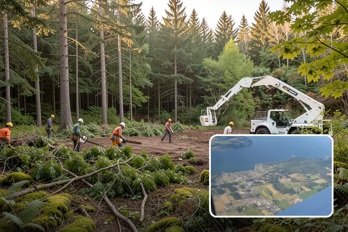 Confined-space tree removal in Coupeville, Island County, WA - Removes safety hazards and reduces liability