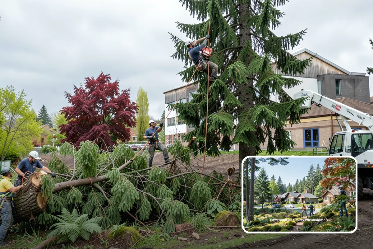 Confined-space tree removal in Edgewood, Pierce County, WA - Removes safety hazards and reduces liability