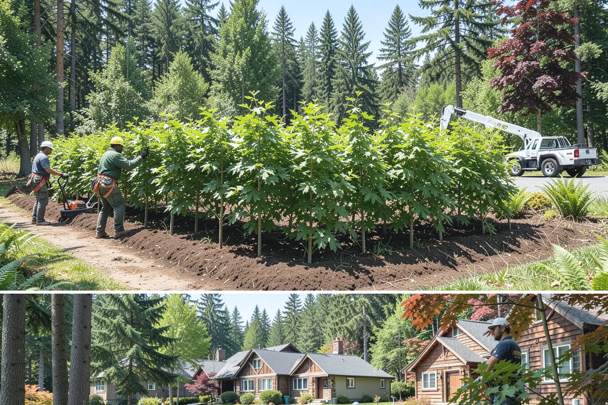 Confined-space tree removal in Edgewood, Pierce County, WA - This service can be performed year-round in the Puget Sound climate but requires extra caution during wet seasons when ground...