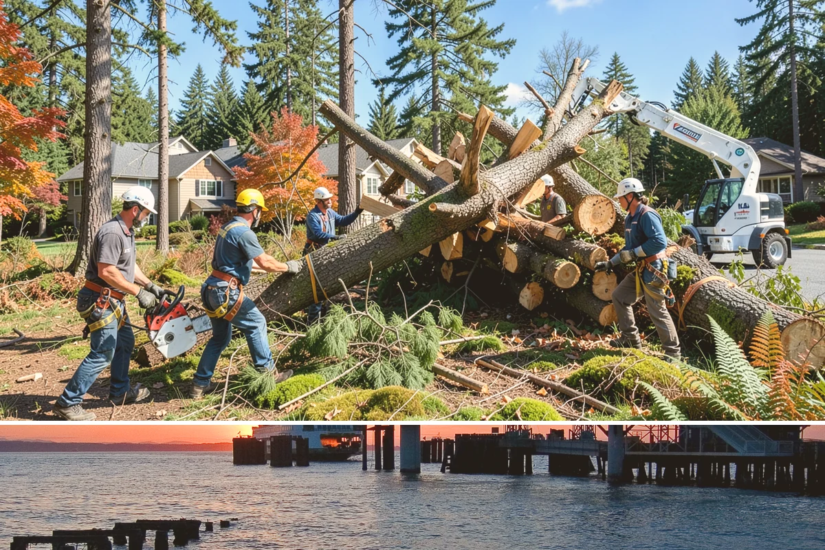 Confined-space tree removal in Edmonds, Snohomish County, WA - This service can be performed year-round in the Puget Sound climate but requires extra caution during wet seasons when ground...