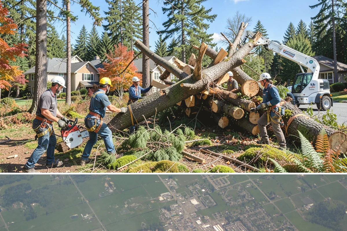 Confined-space tree removal in Enumclaw, King County, WA - This service can be performed year-round in the Puget Sound climate but requires extra caution during wet seasons when ground...