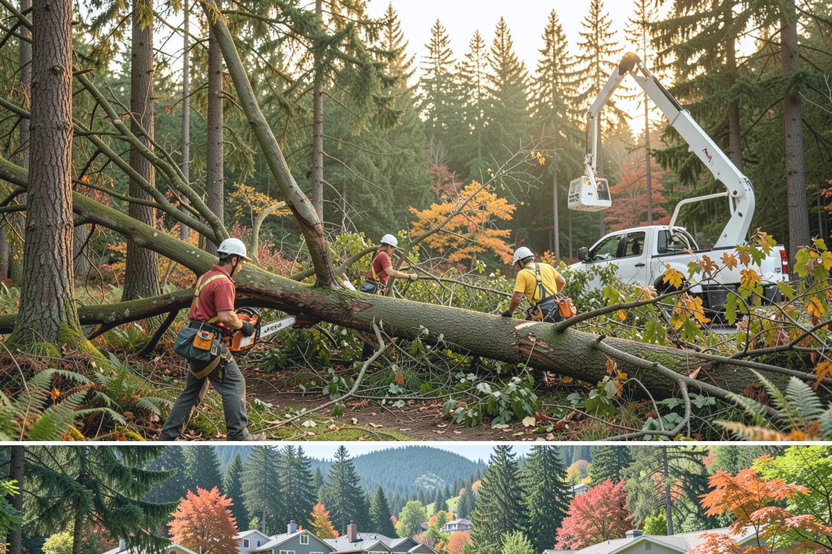 Confined-space tree removal in Fircrest, Pierce County, WA - This service can be performed year-round in the Puget Sound climate but requires extra caution during wet seasons when ground...