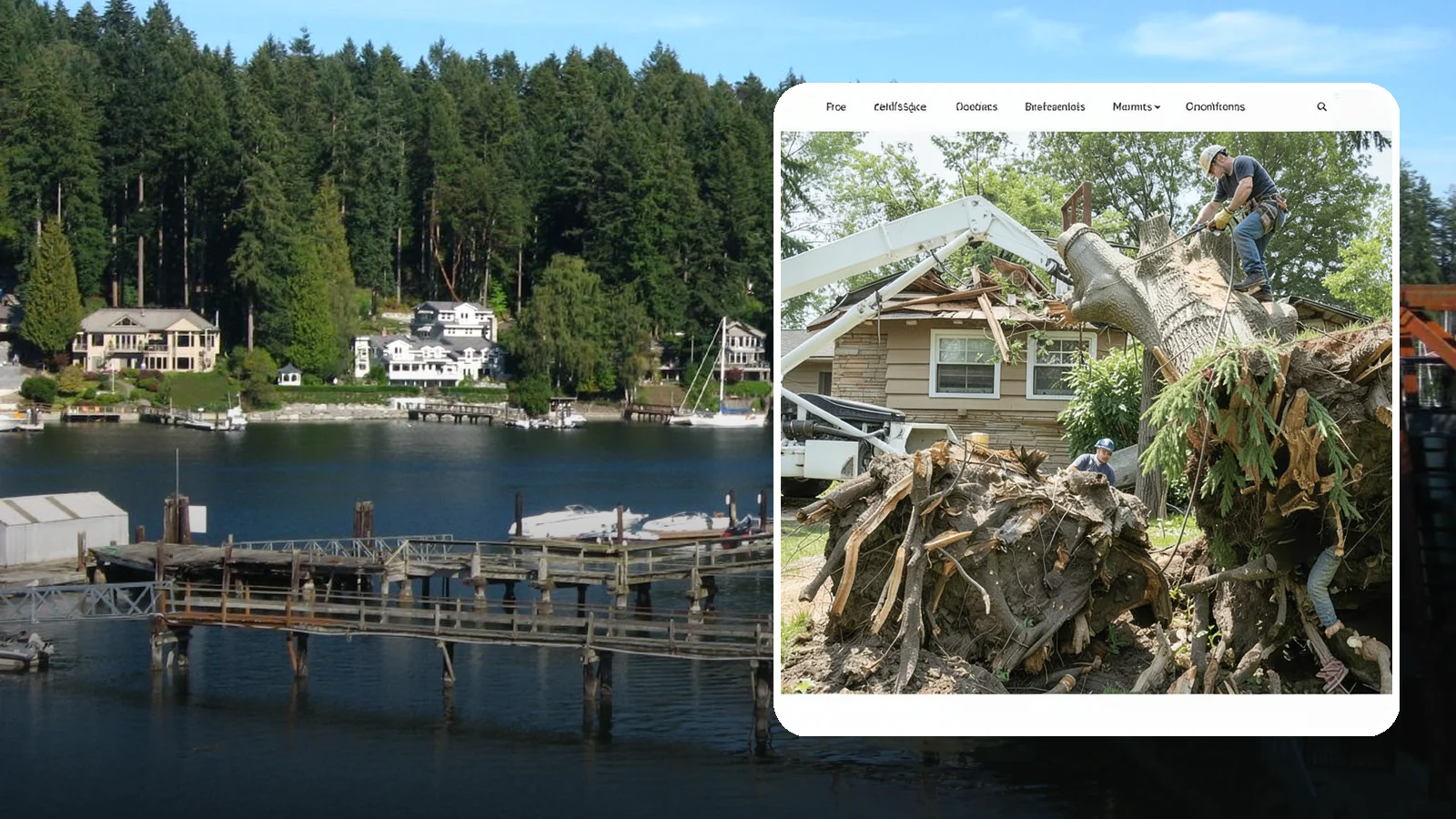 Confined-space tree removal in Gig Harbor, Pierce County, WA - The careful dismantling of trees in tight or restricted areas.