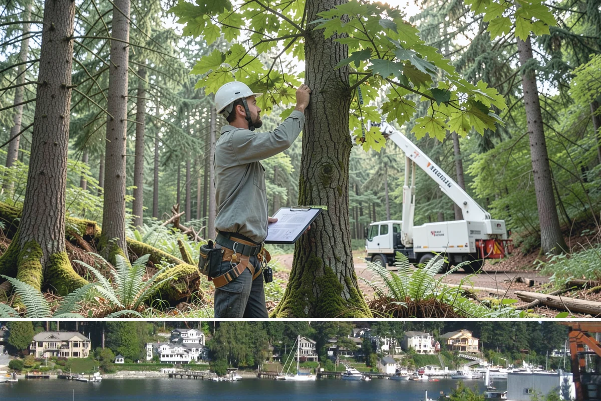 Confined-space tree removal in Gig Harbor, Pierce County, WA - This service can be performed year-round in the Puget Sound climate but requires extra caution during wet seasons when ground...