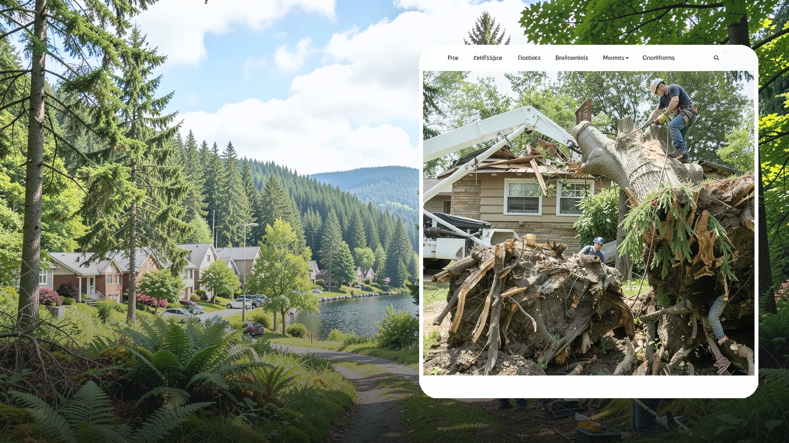 Confined-space tree removal in Lake Forest Park, King County, WA - The careful dismantling of trees in tight or restricted areas.