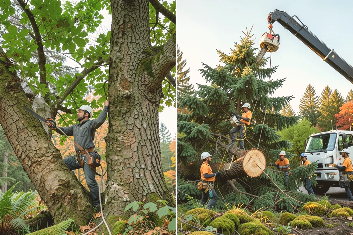 Confined-space tree removal in Langley, Island County, WA - On-site assessment and hazard evaluation