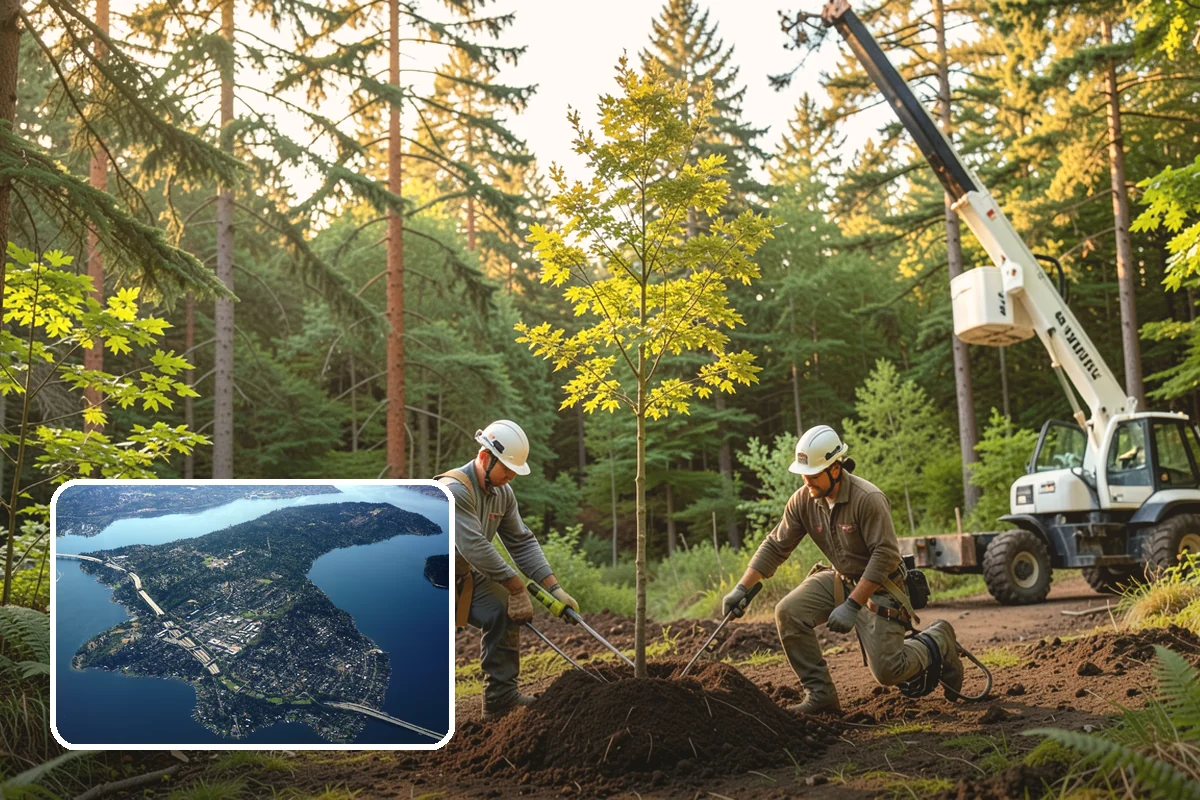 Confined-space tree removal in Mercer Island, King County, WA - Removes safety hazards and reduces liability