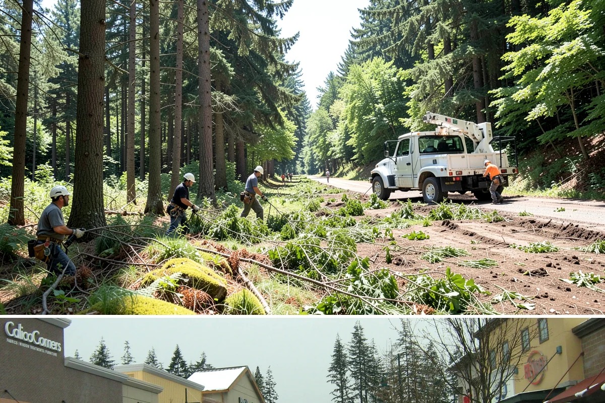 Confined-space tree removal in Mill Creek, Snohomish County, WA - This service can be performed year-round in the Puget Sound climate but requires extra caution during wet seasons when ground...