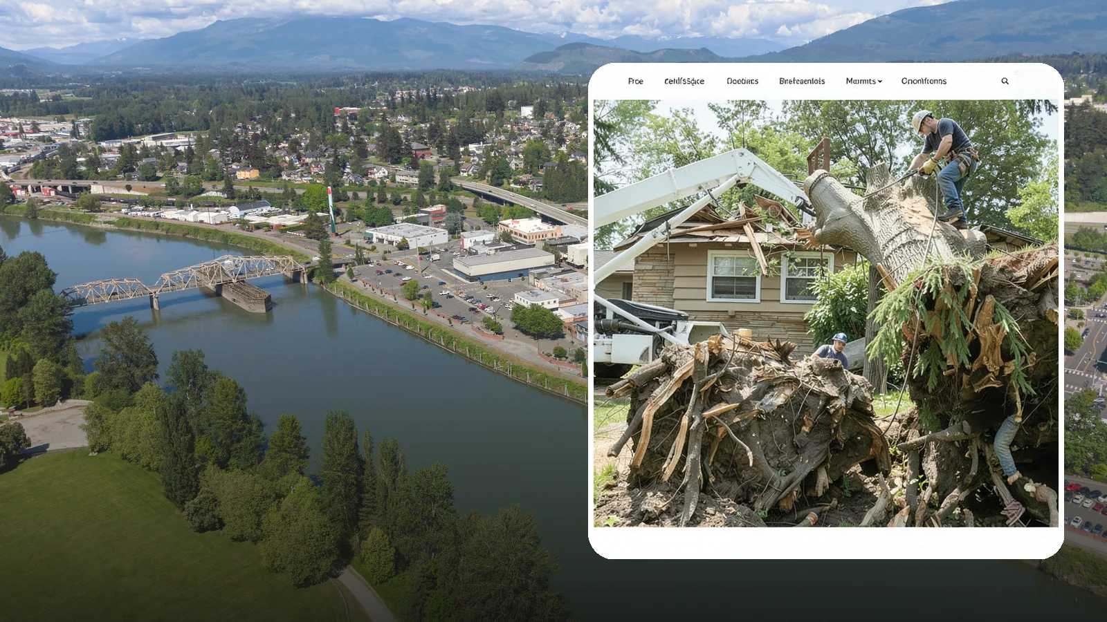 Confined-space tree removal in Mount Vernon, Skagit County, WA - The careful dismantling of trees in tight or restricted areas.